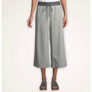 LAFAYETTE 148 100% Cotton Charmeuse Waist Wide Leg Cropped Lounge Pants M